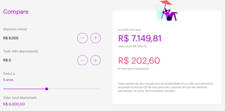Simulador de rendimentos do nubank